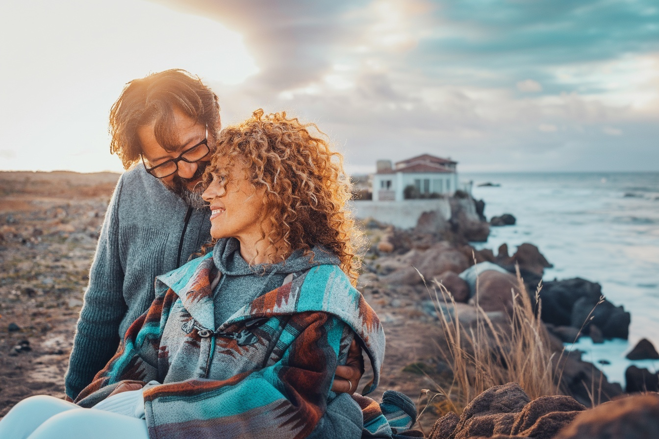 A photo of a man and a woman outside